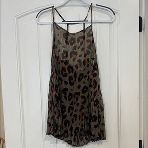 Blu Pepper Leopard Print Tank Top - Olive and Black